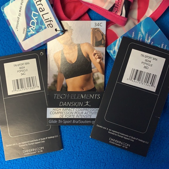 Danskin Glide-Tri Sports Bra NWT Tropical Pink - Picture 7 of 8